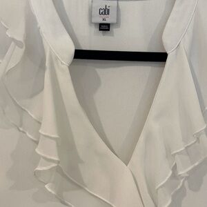 Cabi sleeveless ruffled blouse, white